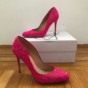 Paul Andrew Pink Brocade pumpkin shoe heel 38